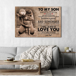 To My Son Never Feel That You Are Alone Canvas- 0.75 & 1.5 In Framed -Wall Decor, Canvas Wall Art