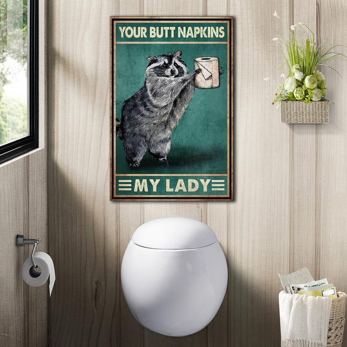 Funny Raccoon Your Butt Napkins My Lady Bathroom Decor Canvas
