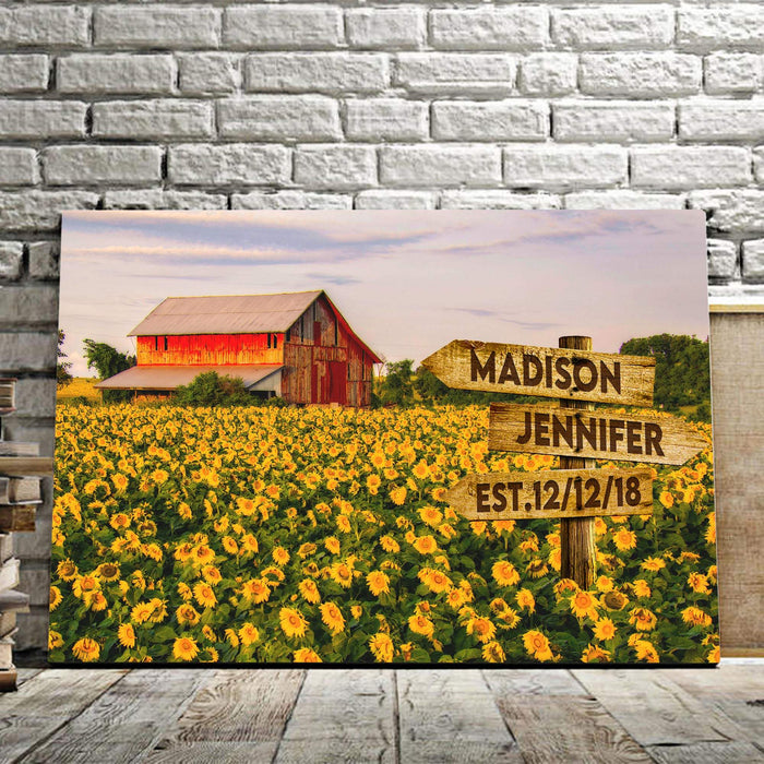 Solar Flower Garden Multi - Names Canvas - Family Street Signs Customized With Names Canvas