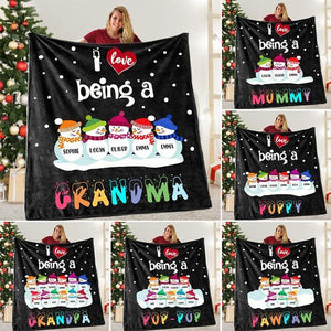 I Love Being A Grandma Personalized Christmas Blanket