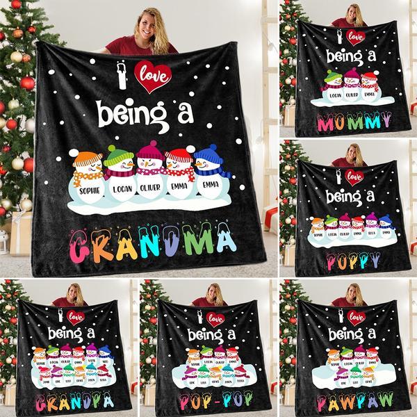 I Love Being A Grandma Personalized Christmas Blanket