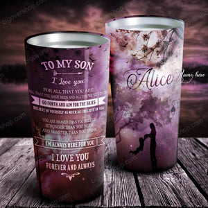 I Love You Forever And Always Galaxy Red Purple Personalized Tumbler - Gift for Son, Son Cup, Best Son Gift Tumbler