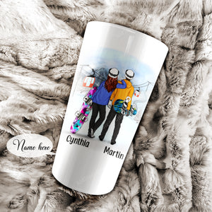 Snowboarding partners for life, Couple Tumbler, Personalized Tumbler