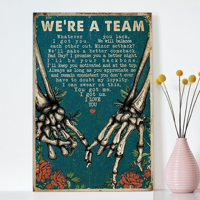 You And Me We Are Team Skulls Canvas Home Living