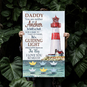 A Father Is A Guiding Light Whose Love Shows Us The Way, Gift for Dad Canvas, Personalized Canvas