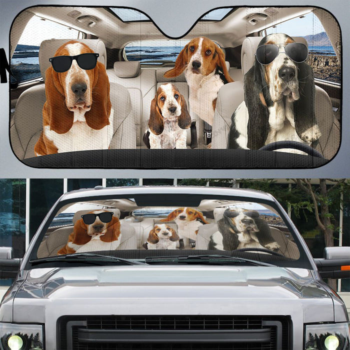 Basset Hound Family Car Sunshade