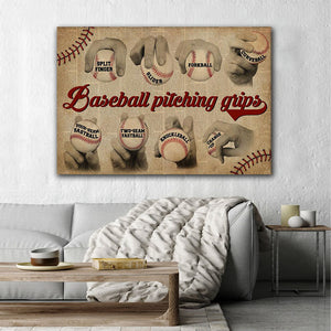 Baseball pitching grips, Gift for Baseball lover Canvas, Wall-art Canvas