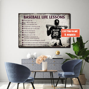 Baseball Player, Baseball Life Lessons, Never Give Up, Do Your Absolute Best Canvas, Personalized Canvas