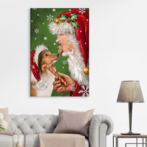 Beagle Smile With Santa Christmas, Dogs lover Canvas, Wall-art Canvas