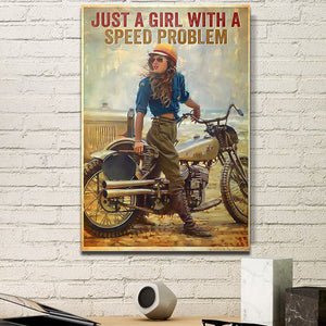 Biker Just A Girl With Speed Problem Canvas Prints, Gift for Her Canvas