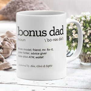 Bonus Dad Definition Two-Tone Coffee Mug, Personalized Mugs