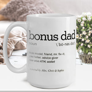 Bonus Dad Definition Two-Tone Coffee Mug, Personalized Mugs