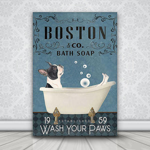 Boston Co Bath Soap 1959 Wash Your Paws Canvas Prints, Dogs lover Canvas, Funny Canvas