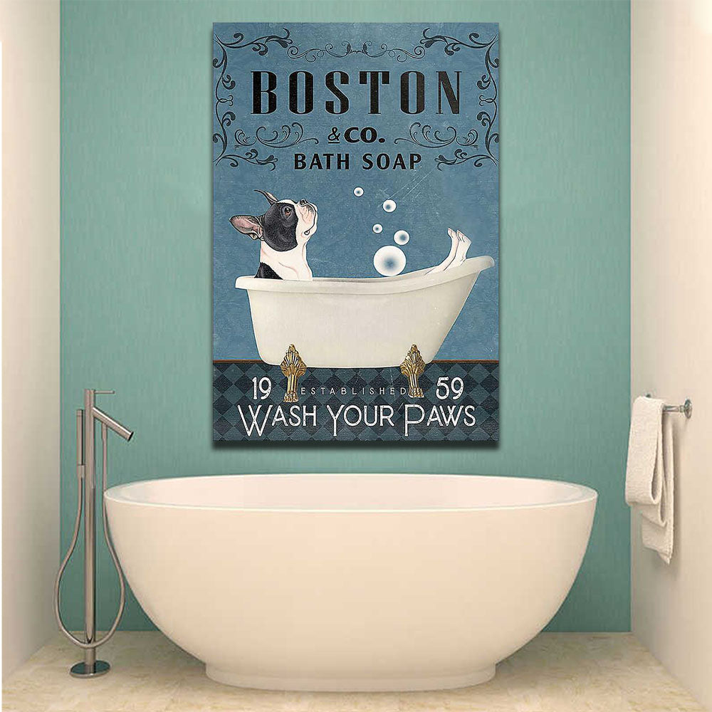 Boston Co Bath Soap 1959 Wash Your Paws Canvas Prints, Dogs lover Canvas, Funny Canvas