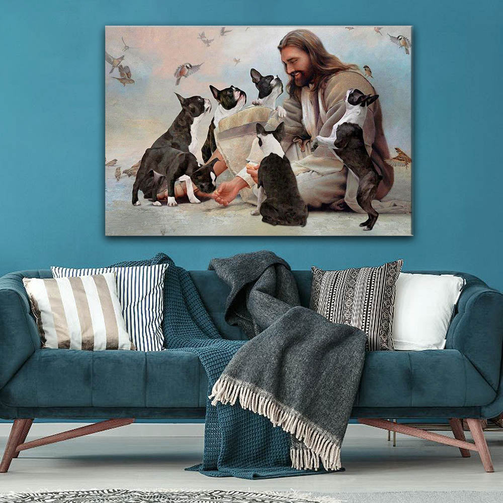 Boston Terrier Dog, Boston Terrier God, Dog Lover Canvas, Wall-art Canvas