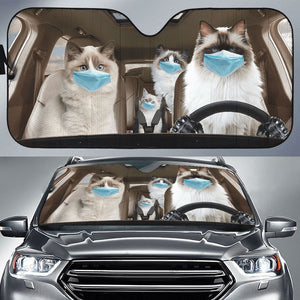 British Semi-longhair Cats Family, Halloween Car Sunshade