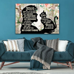 Cat God - Jesus Is My God, My King, My Lord, My Savior, My Healer, My Refuge, Cat lover Canvas