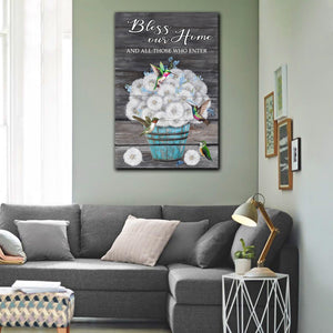 Bless Our Home and all those who enter, Wall-art Canvas