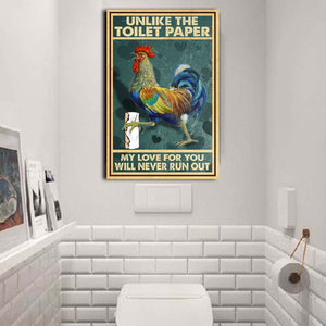 Chicken - Unlike The Toilet Paper My Love For You Will Never Run Out, Chicken lover Canvas, Funny Canvas