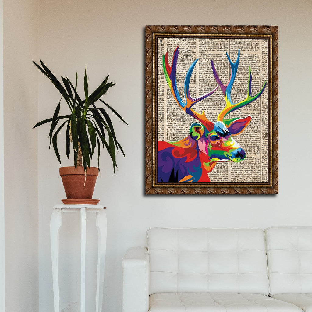 Color Deer, Deer lover Canvas, Art Canvas