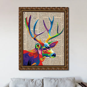 Color Deer, Deer lover Canvas, Art Canvas