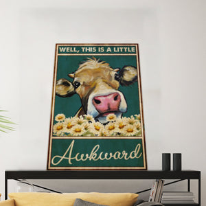 Cow Well This is A Little Awkward Funny Bathroom Framed Canvas