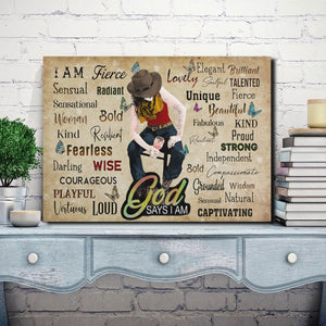 Cowgirl God Says I Am, Cowgirl Canvas, Gift for Her, Wall-art Canvas