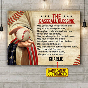 The Baseball Blessing May You Always Find Your Arm Slot Jesus Baseball US Flag, Personalized Canvas