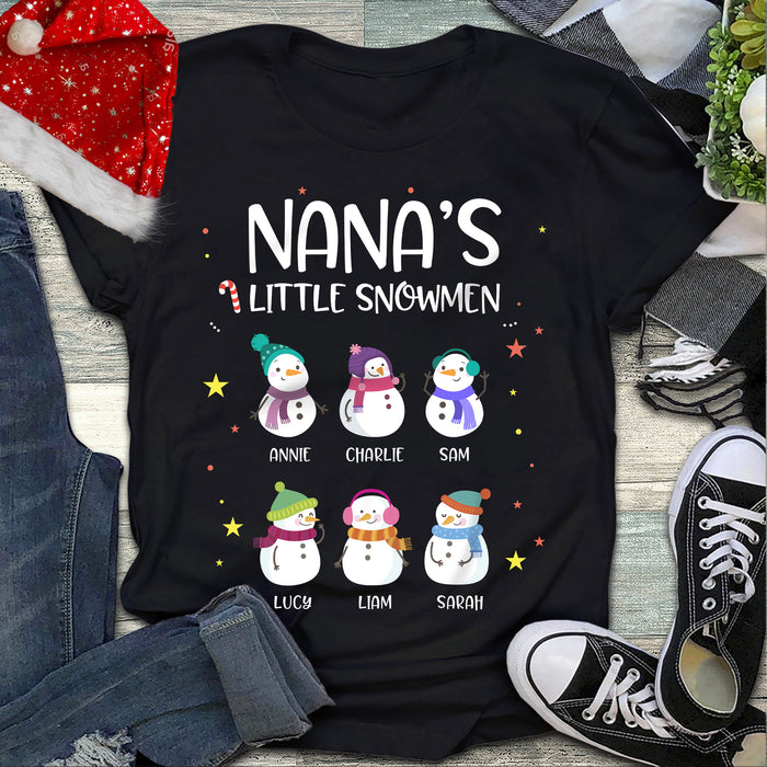 Customized Grandkids Names – Nana’s Little Snowmen T-shirt