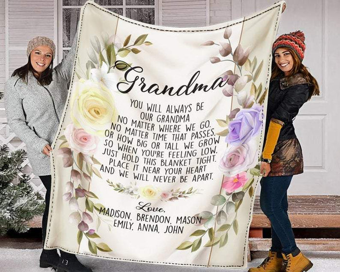 Grandma, You will always be our grandma, Personalized Blanket