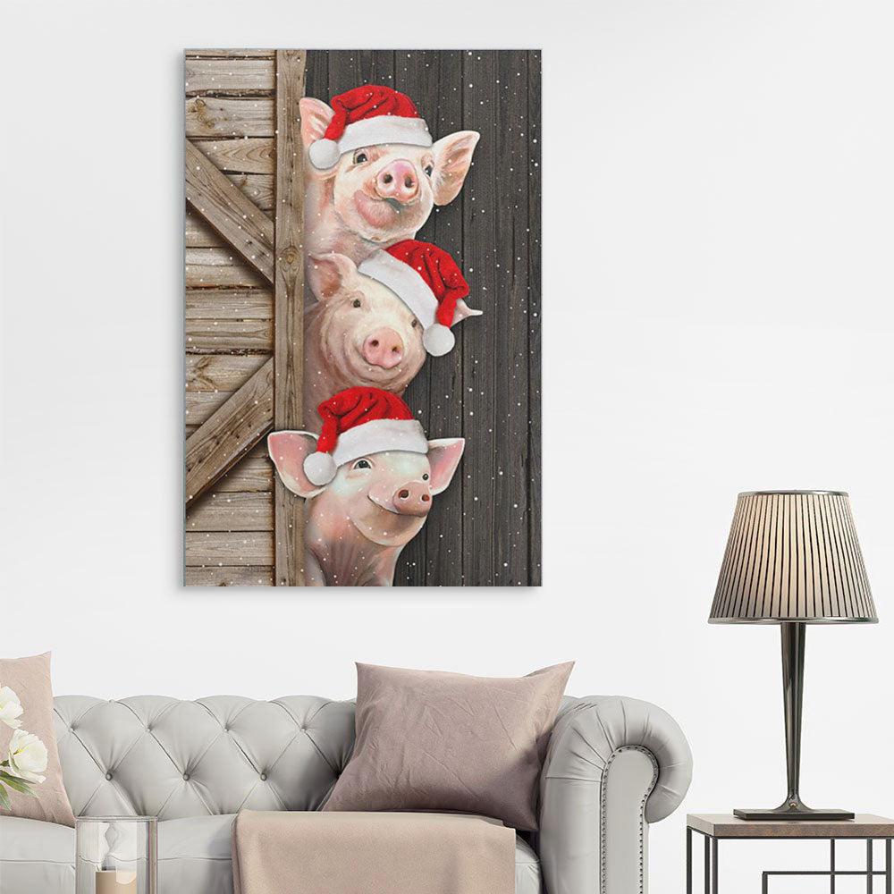 Cute Pigs On Christmas Day, Pigs lover Canvas, Gift Idea Canvas