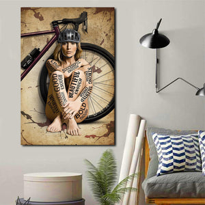 Cycling Girl, Gift for Her Canvas, Wall-art Canvas