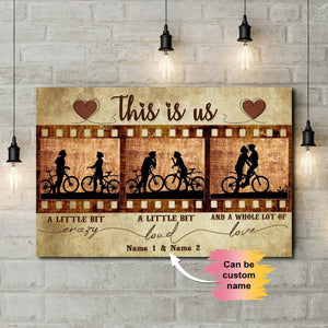 Cycling This Is Us, Couple Canvas, Personalized Name Canvas