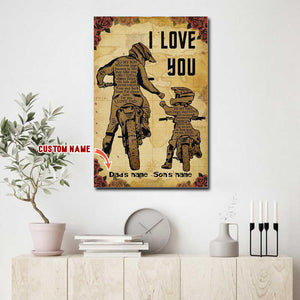 Dad And Son Motocross, Dirtbike, I Love You, To My Son, Personalized Canvas