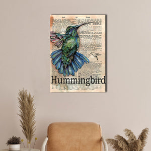 Dictionary Hummingbird print Canvas, Bird lover Canvas