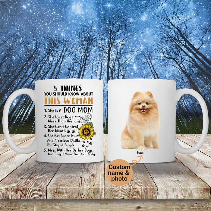 Custom 5 things about this woman, Dogs lover, Gift for Her, Personalized Mugs