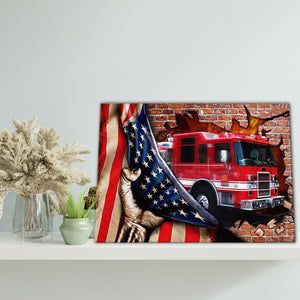 Firefighter Flag American Canvas, Poster Fine Art Canvas