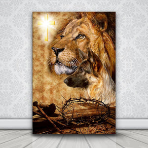 Dachshund god crown of thorn and nail, Lion And The Cross, God Canvas