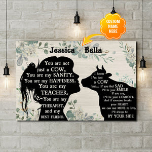 Girl Loves Cow Customized, Cow lover Canvas, Personalized Canvas