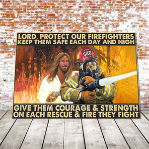 God And Firefighters - Lord, Protect Our Firefighters Keep Them Safe Each Day And Nigh Canvas