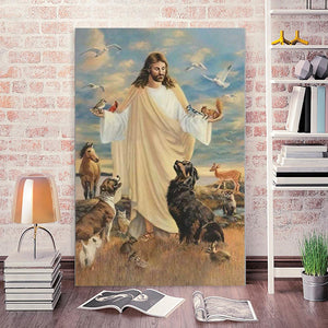 God Loves Animals - Cardinal Bird, Dog, Horse, Deer, Rabbit, God Canvas