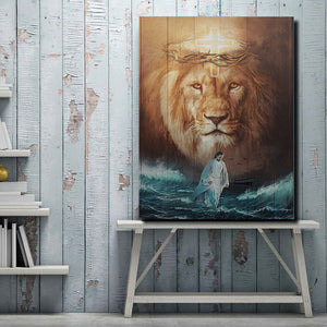 God Walking On The Beach - Lion King, Crown And Cross, God Canvas