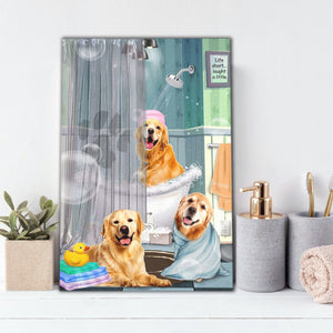 Golden Retriever Relaxing In The Bath Tub Life Short Laugh A Little Canvas, Dogs lover Canvas