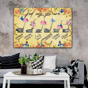 Golf Butterfly God Says You Are Unique Special Lovely Precious Strong Chosen Canvas, Golf lover Canvas