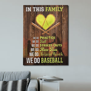 In This House We Do Baseball, Gift for Family, Baseball Lover Canvas