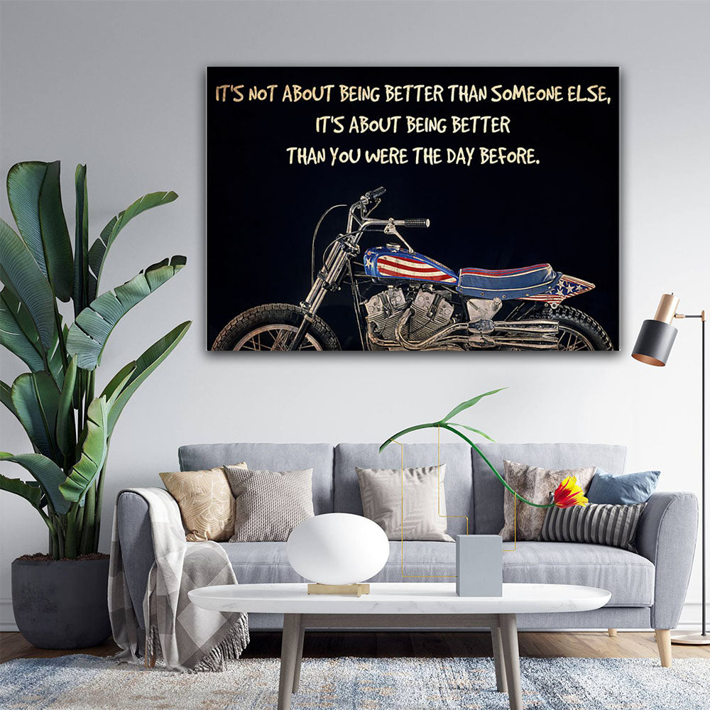 It's Not About Being Better Than Someone Else, Motorbike Canvas, Wall-art Canvas