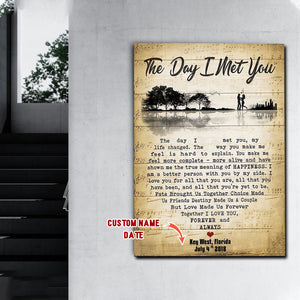 The day I met you, my life changed, Lyrics song Canvas, Personalized Canvas