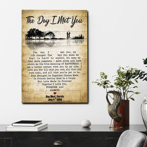 The day I met you, my life changed, Lyrics song Canvas, Personalized Canvas