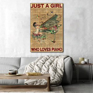 Just a girl who loves piano, Gift for Her Canvas, Wall-art Canvas