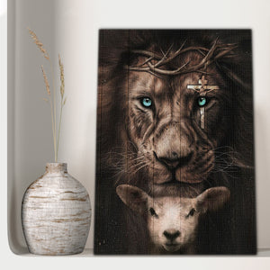 Jesus - Awesome lamb, lion and cross on his eye, God Canvas